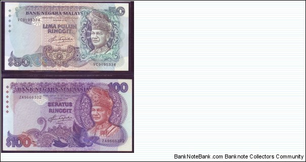 50 & 100 RINGGIT 5TH SERIES SIGNED BY AZIZ TAHA Banknote