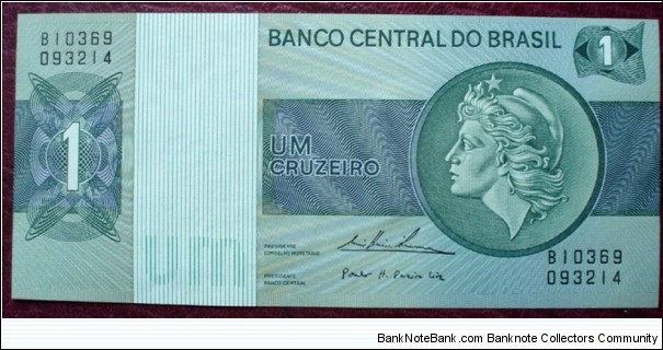 Banco Central do Brasil |
1 Cruzeiro |

Obverse: Liberty |
Reverse: Central Bank of Brazil building |
Watermark: Liberty Banknote