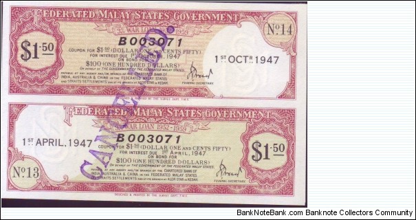 WAR LOAN 1952-59
$1.50 Banknote