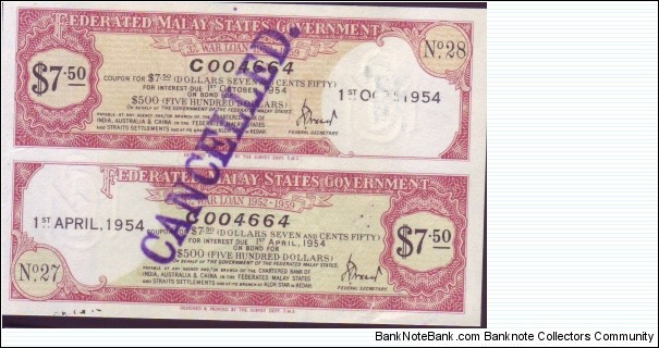 WAR LOAN 1952-59
$7.50 Banknote