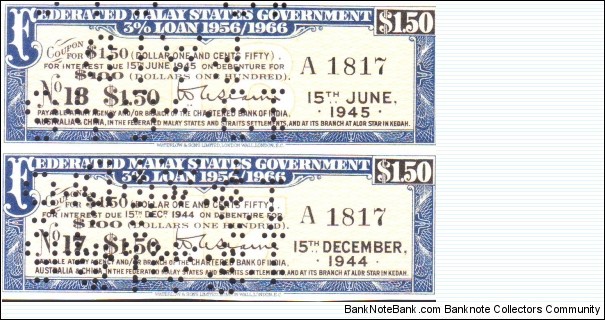 WAR LOAN 1956-1966
$1.50 Banknote