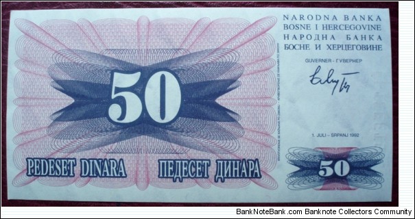 Banknote from Bosnia year 1992