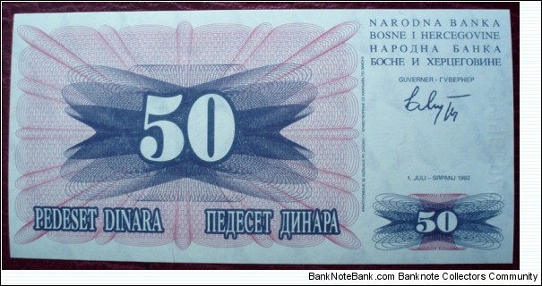 Banknote from Bosnia year 1992