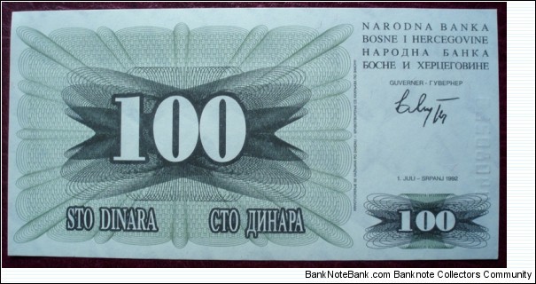 Banknote from Bosnia year 1992