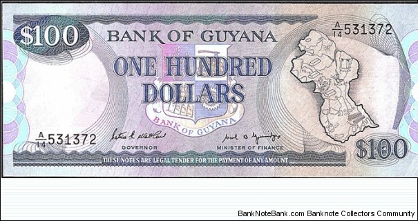 Guyana N.D. 100 Dollars. Banknote