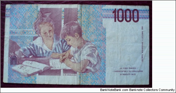 Banknote from Italy year 1990