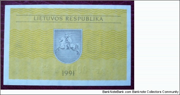 Banknote from Lithuania year 1991