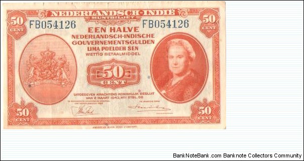 dutch east indies american bank note company print Banknote