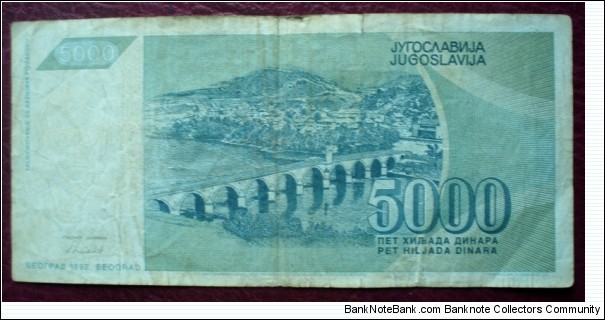 Banknote from Yugoslavia year 1992