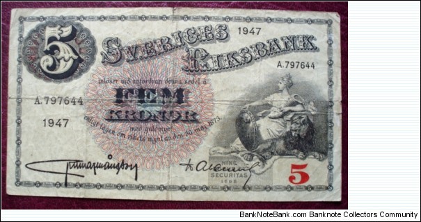 Banknote from Sweden year 1947