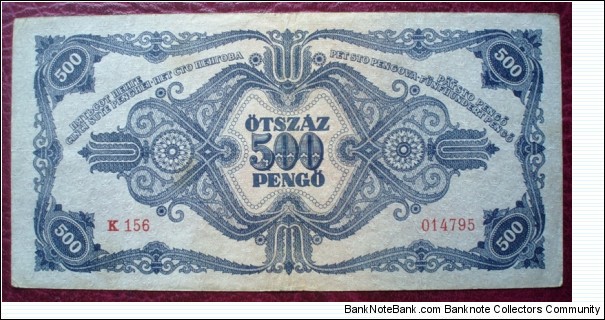 Banknote from Hungary year 1945