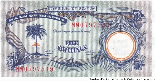 Biafra P3a (5 shillings ND 1968-69) Banknote