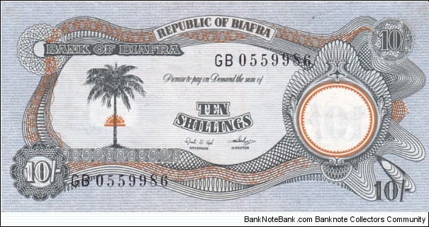 Biafra P4 (10 shillings ND 1968-69) Banknote