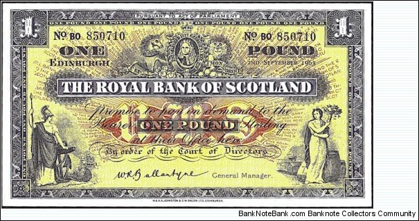 Scotland 1963 1 Pound. Banknote