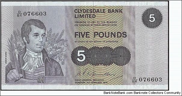 Scotland 1976 5 Pounds. Banknote