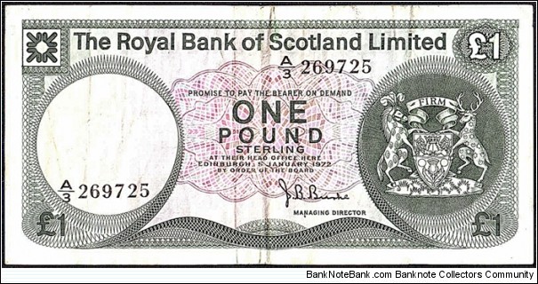 Scotland 1972 1 Pound. Banknote