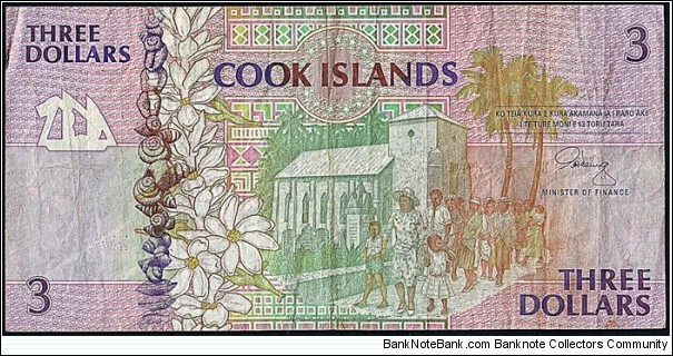 Cook Islands N.D. 3 Dollars. Banknote