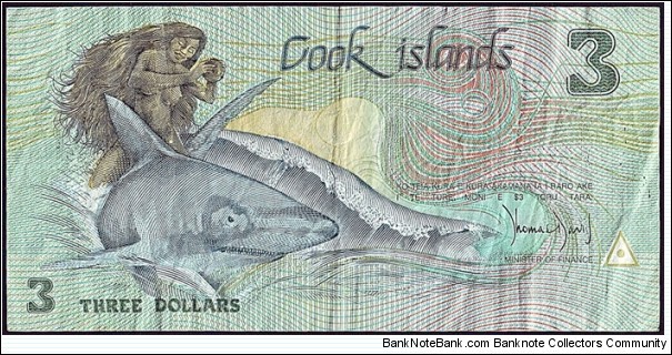 Cook Islands 1992 3 Dollars.

6th. Festival of Pacific Arts. Banknote