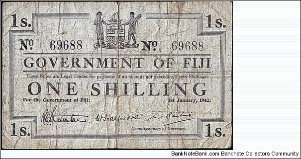 Fiji 1942 1 Shilling.

Grey paper. Banknote