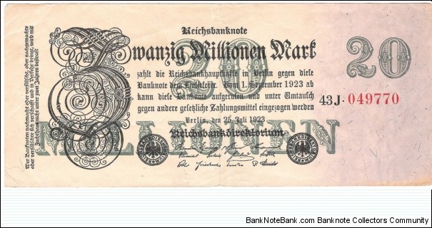 20.000.000 Mark(Weimar Republic 1923)  Banknote