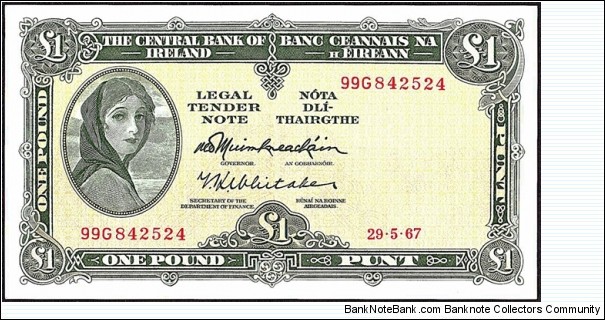 Ireland 1967 1 Pound. Banknote