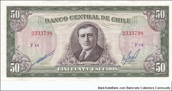 Chile P140b (50 escudos ND 1962-) Banknote