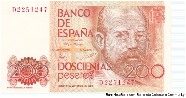 Spain P156 (200 pesetas 16/9-1980) Banknote