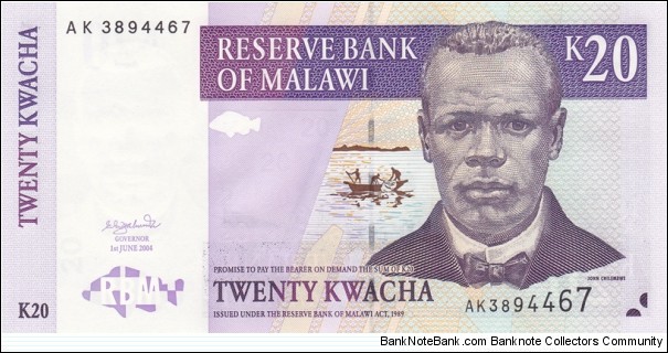 Malawi P44c (20 kwacha 1/6-2004) Banknote