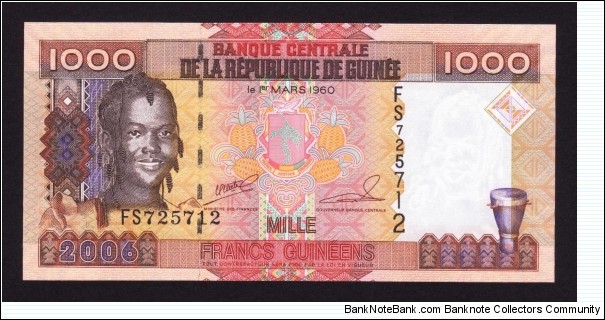 Guinea 2006 P-40 1000 Francs Banknote