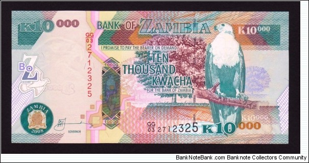 Zambia 2008 P-46e 10000 Kwacha Banknote