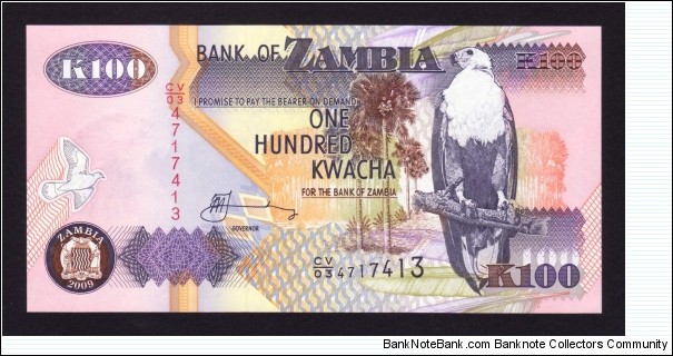 Zambia 2009 P-NEW 100 Kwacha Banknote