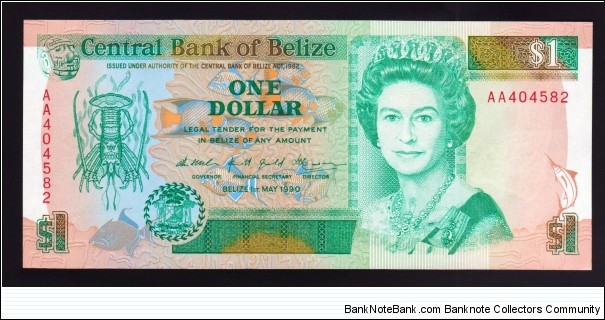 Belize 1990 P-51 1 Dollar Banknote