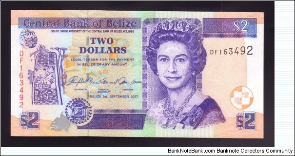 Belize 2007 P-66c 2 Dollars Banknote