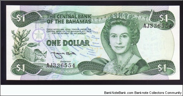 Bahamas 1992 P-43b 1 Dollar Banknote