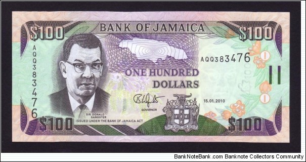 Jamaica 2010 P-NEW 100 Dollars Banknote