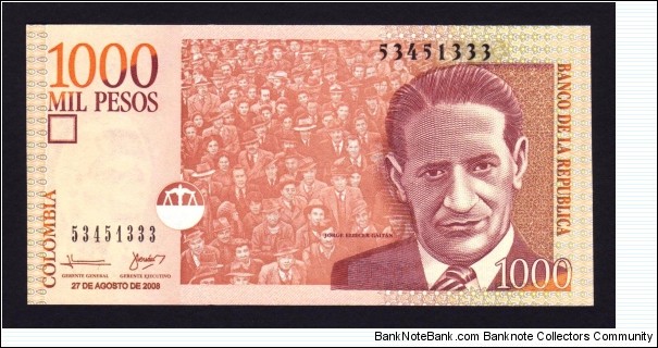 Colombia 2008 P-NEW 1000 Pesos Banknote
