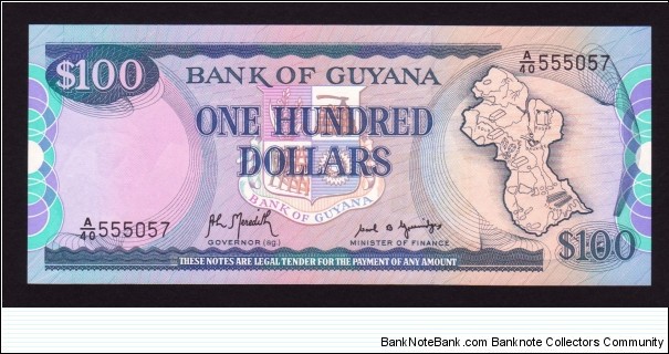 Guyana 1989 P-28 100 Dollars Banknote