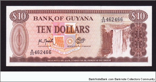 Guyana 1992 P-23f 10 Dollars Banknote