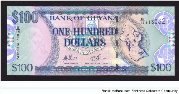 Guyana 2009 P-NEW 100 Dollars Banknote