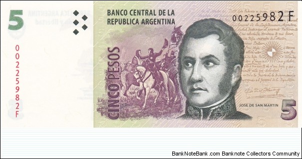 Argentina P353 (5 pesos ND 2003) Banknote