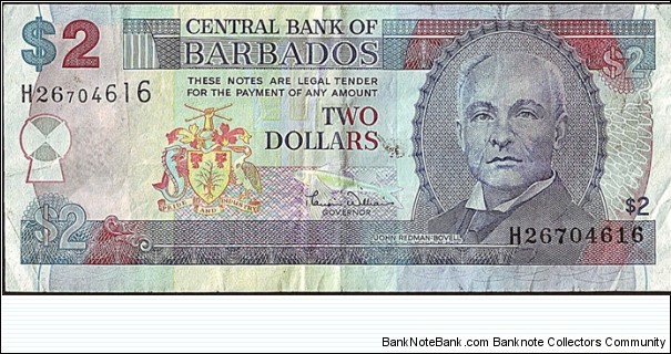 Barbados N.D. 2 Dollars. Banknote