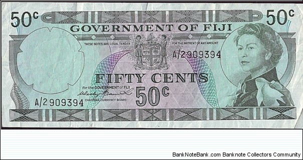 Fiji N.D. 50 Cents. Banknote