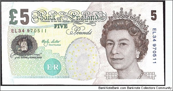 England 2002 5 Pounds. Banknote