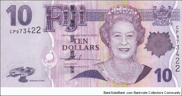 Fiji P111a (10 dollars 2007) Banknote
