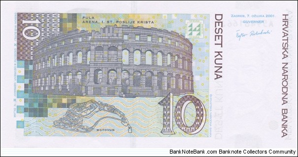 Banknote from Croatia year 2001