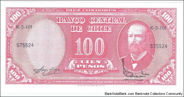 100 Pesos(overprinted with value 10 Centesimos de Escudo 1960) Banknote