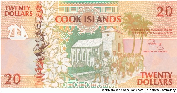 Cook Islands P9a (20 dollars ND 1992) Banknote
