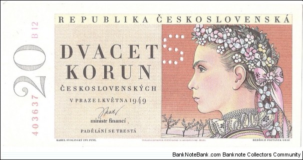 20 Korun(Czechoslovakia 1949)  Banknote