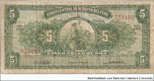 5 Soles De Oro Banknote