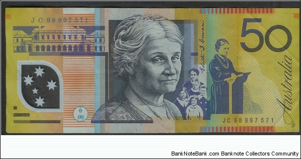 1998 Fifty Dollar polymer note. Last Prefix JC98 for the 1998 series. This note is in VF & has very high catalogue value. Banknote